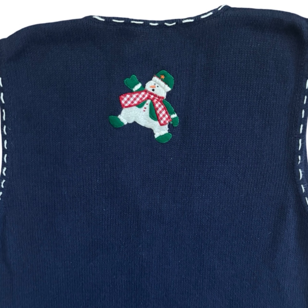 Vintage Y2K Dancing Snowmen Zip Up Sweater Vest - Large - Picture 4 of 4
